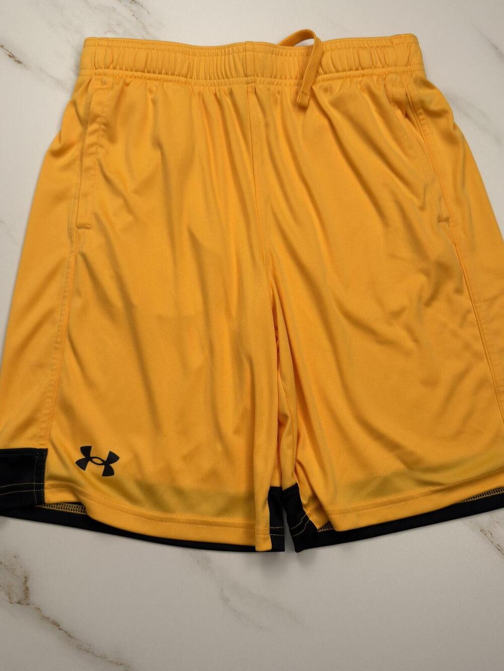 Under Armour Yellow Logo Shorts - Boys Large